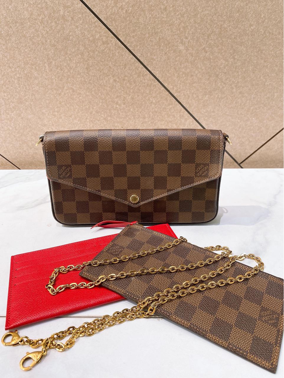 95新 LouisVuitton/路易威登 棋盘格三合一