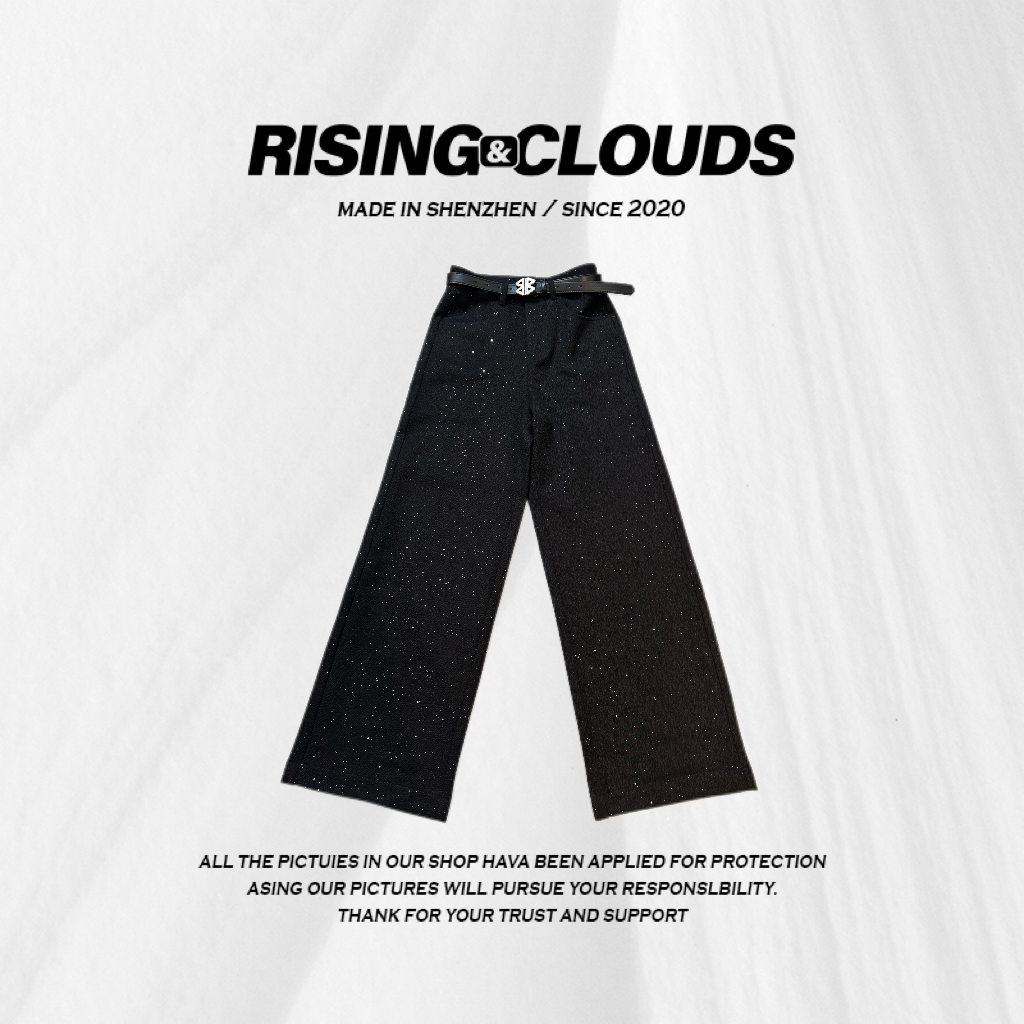 RISING&CLOUDS【星光闪闪】秋季新款休闲百搭重工细闪直筒裤090553