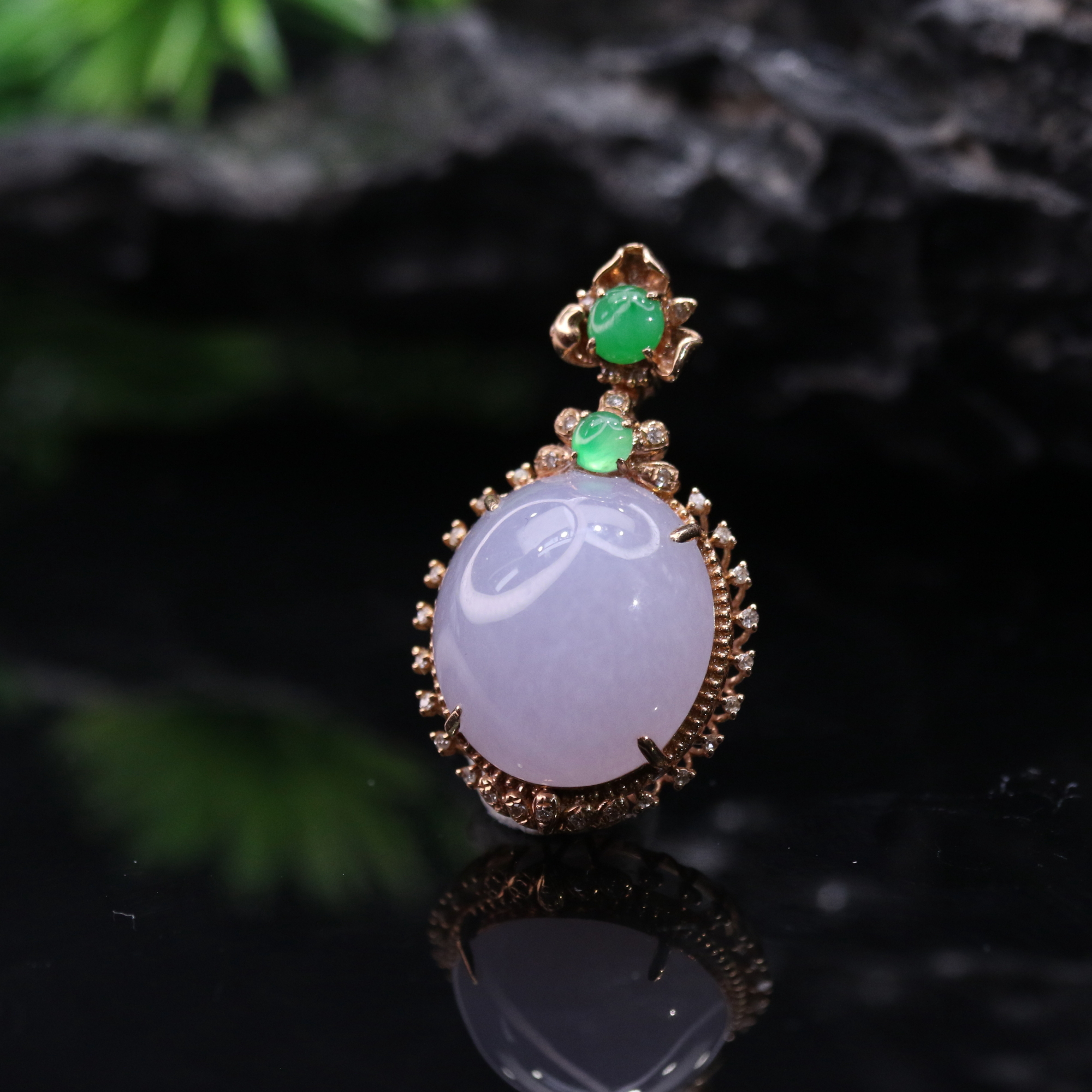 16天然缅甸翡翠A货18k紫蛋面吊坠/300025/上海嘉禾拍卖