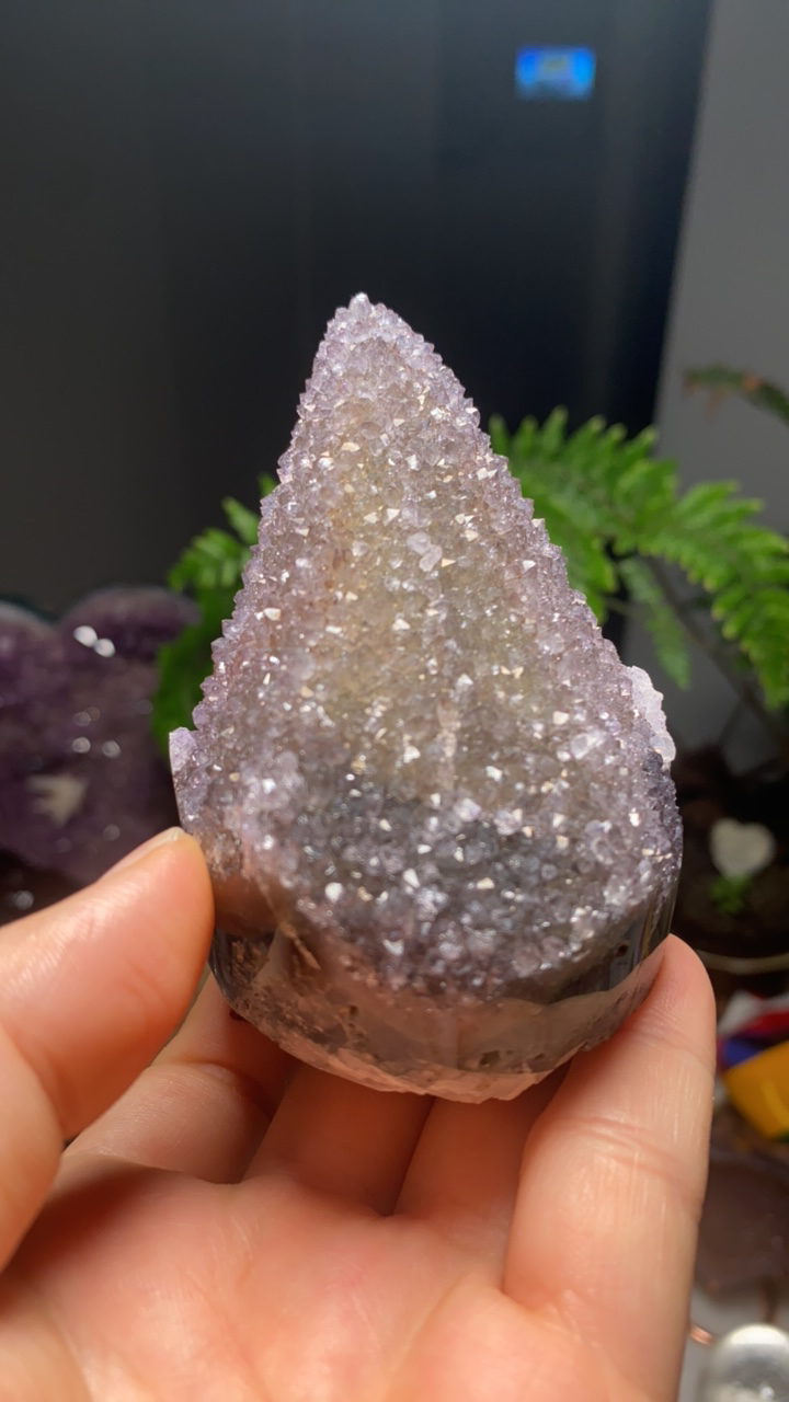 天然彩晶大牙摆件方解石水晶共生