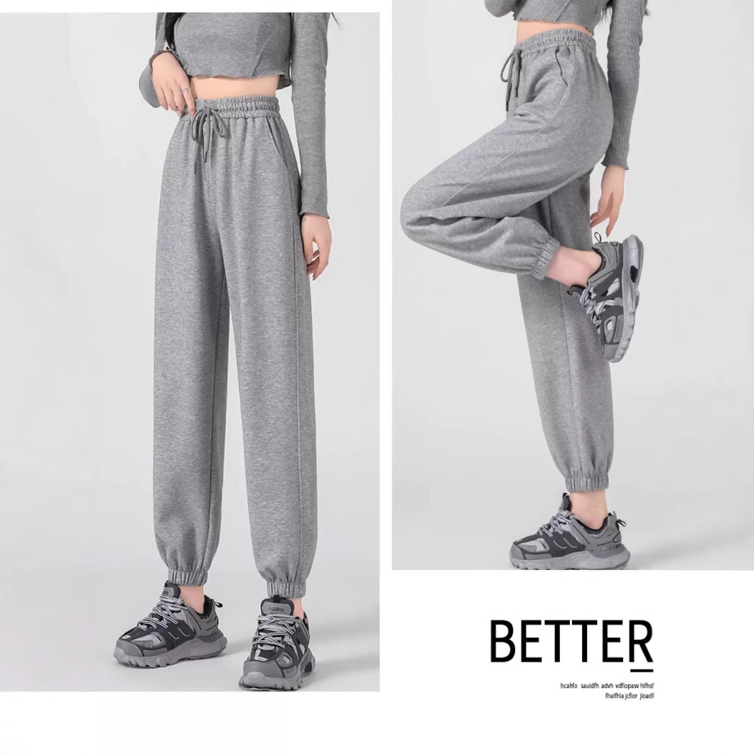 儿童裤子2025女童春秋新品2320-2321净色款中大童韩版收口卫裤