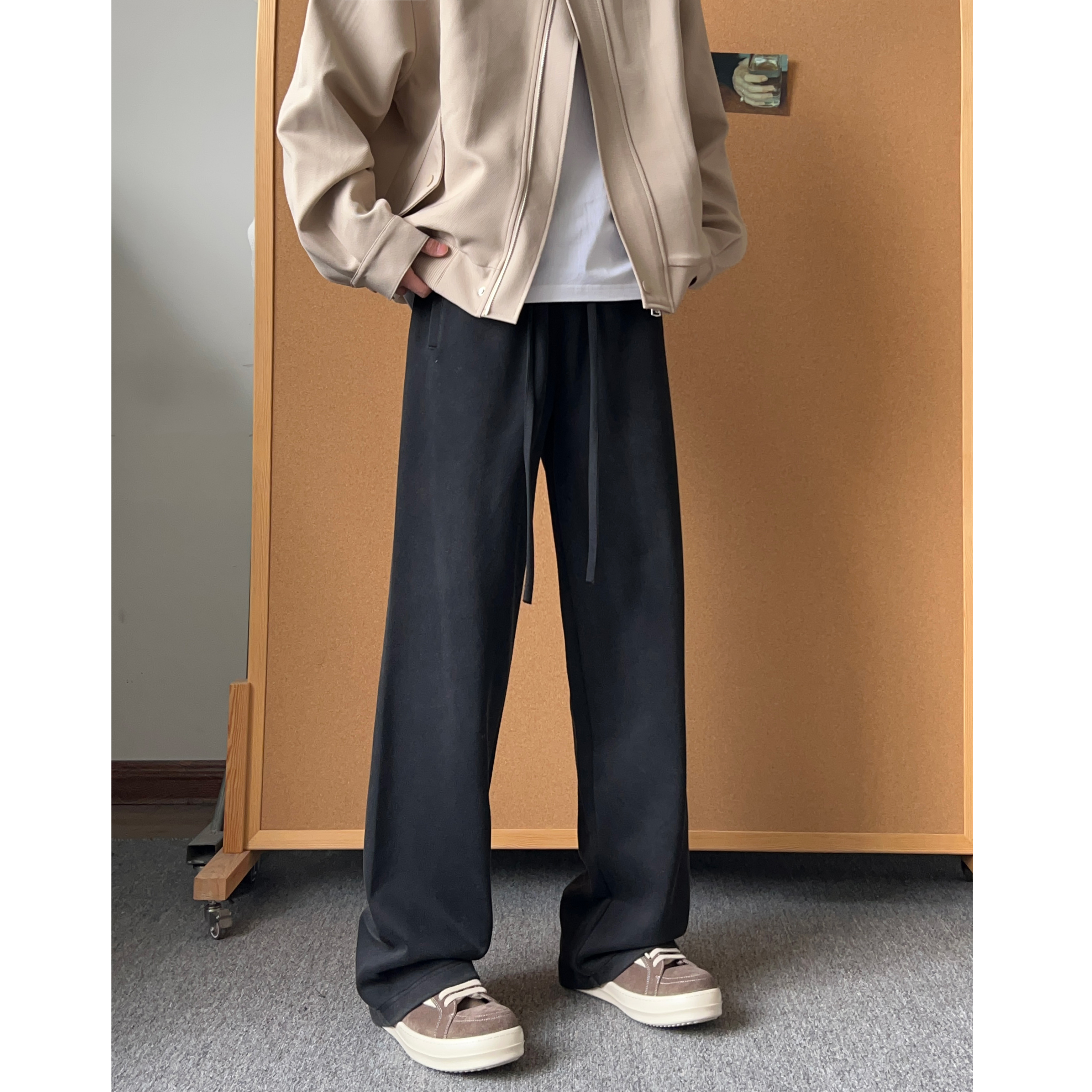 西几丨春夏秋cleanfit水洗做旧卫裤直筒宽松休闲百搭潮流情侣长裤