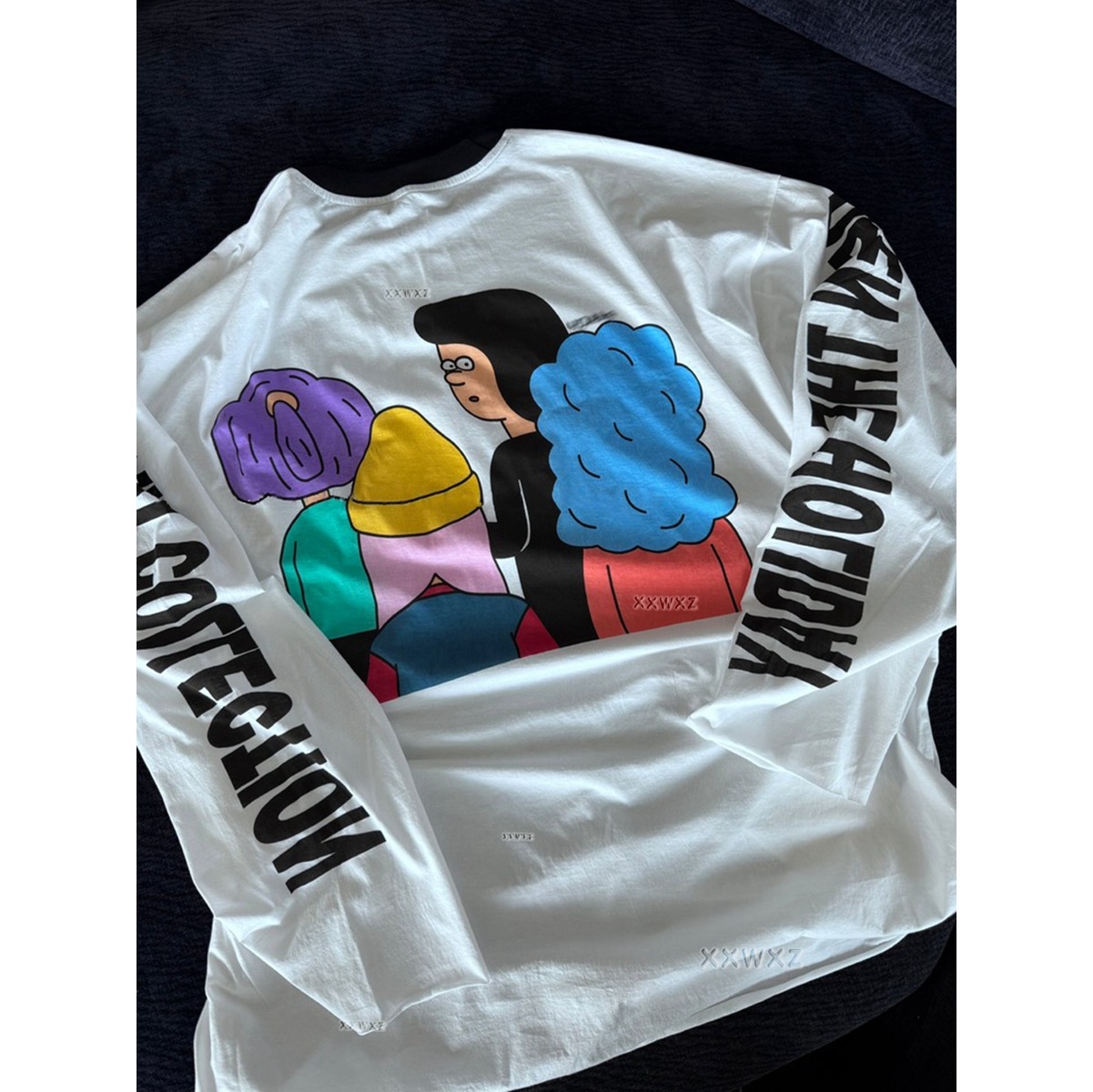 （PEACH）韩国东大门早春新款字母印花上衣女白色长袖纯棉T恤C377