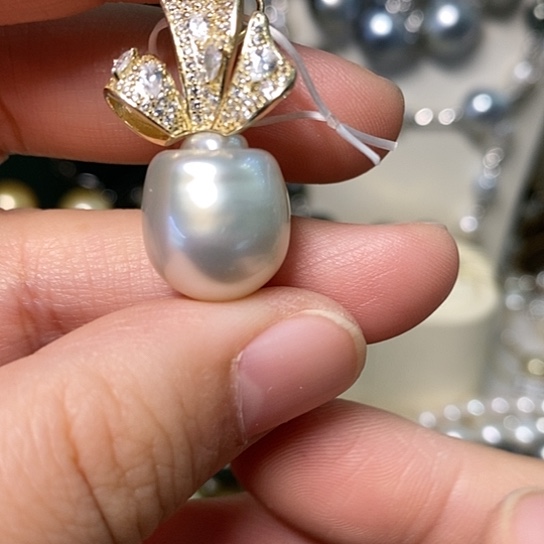 海水珍珠颈饰银S925镶嵌13.4