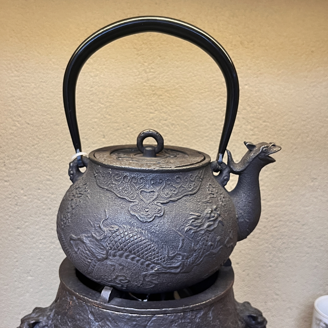 日本纯手工龙纹兽口无涂层复古煮水砂铁壶家用茶壶茶具套装
