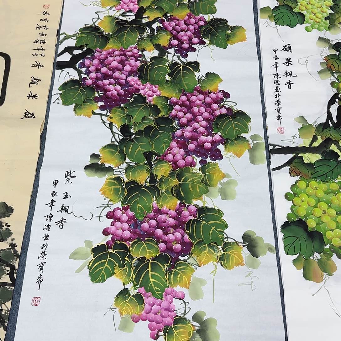 国画尺寸70X138手绘作品 