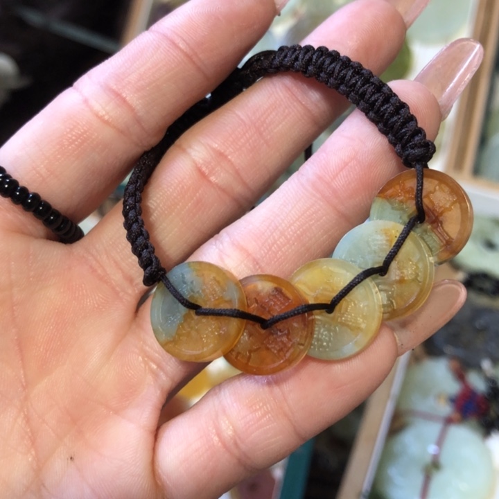 岫玉岫玉五帝钱手链未镶嵌