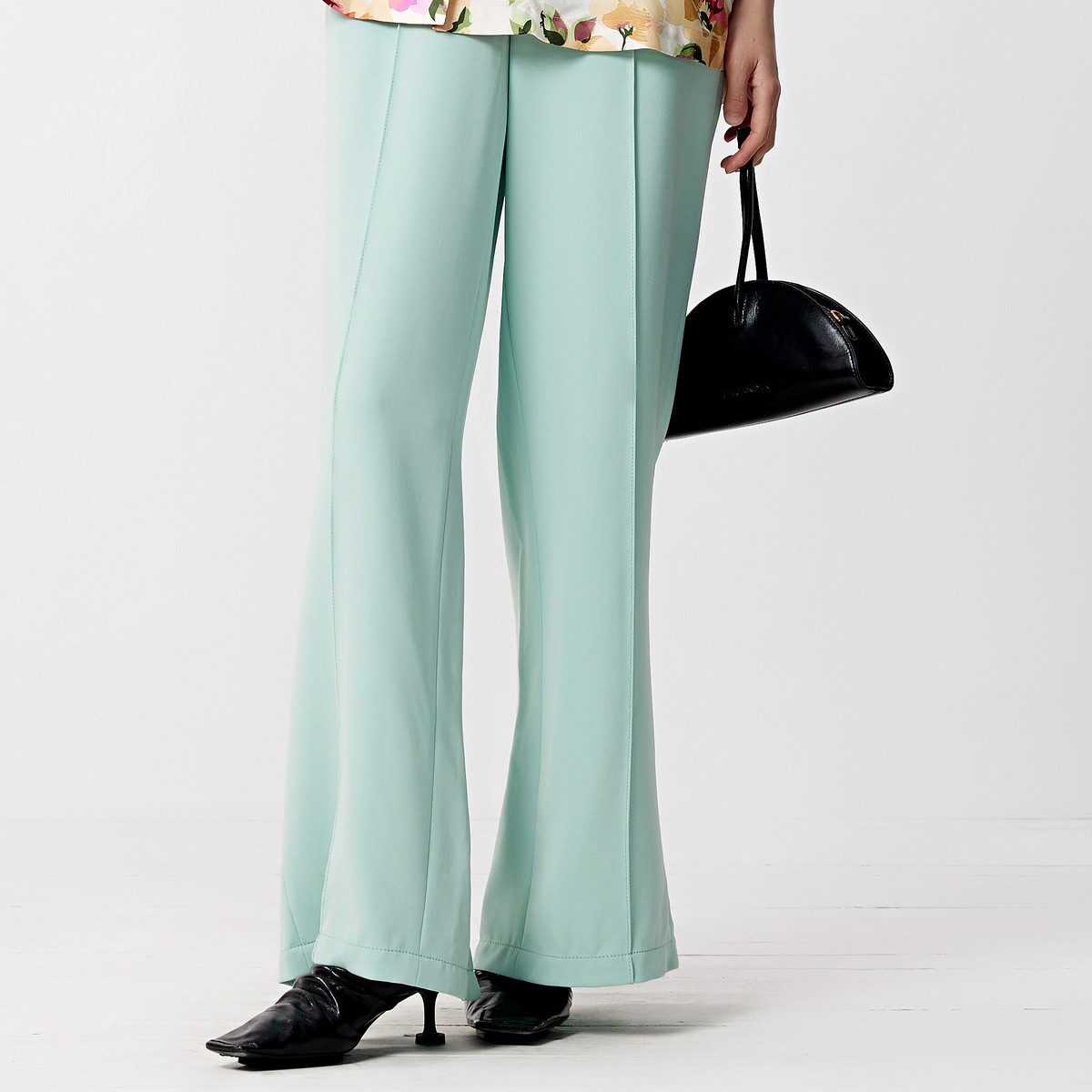 【米儿精选】ZHUCHONGYUN夏季浅绿色直身阔腿休闲裤女C1AY24425