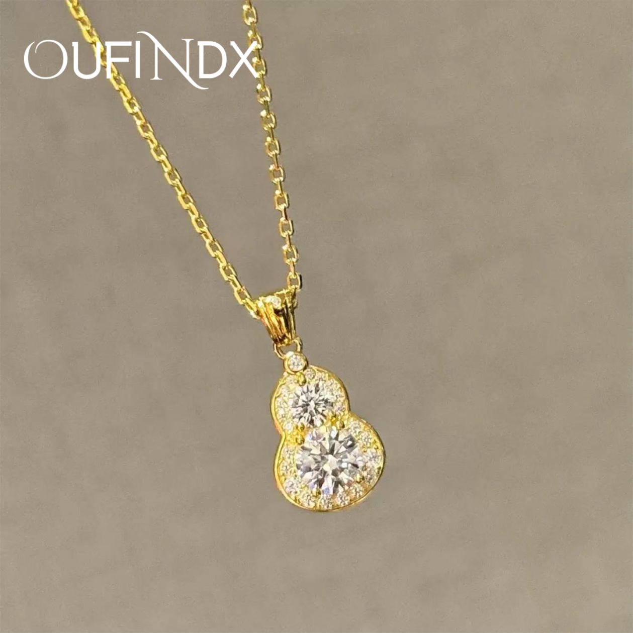 CZ坠链均925银莫桑石 法【福禄】设计师款莫桑钻葫芦项链~1441Y