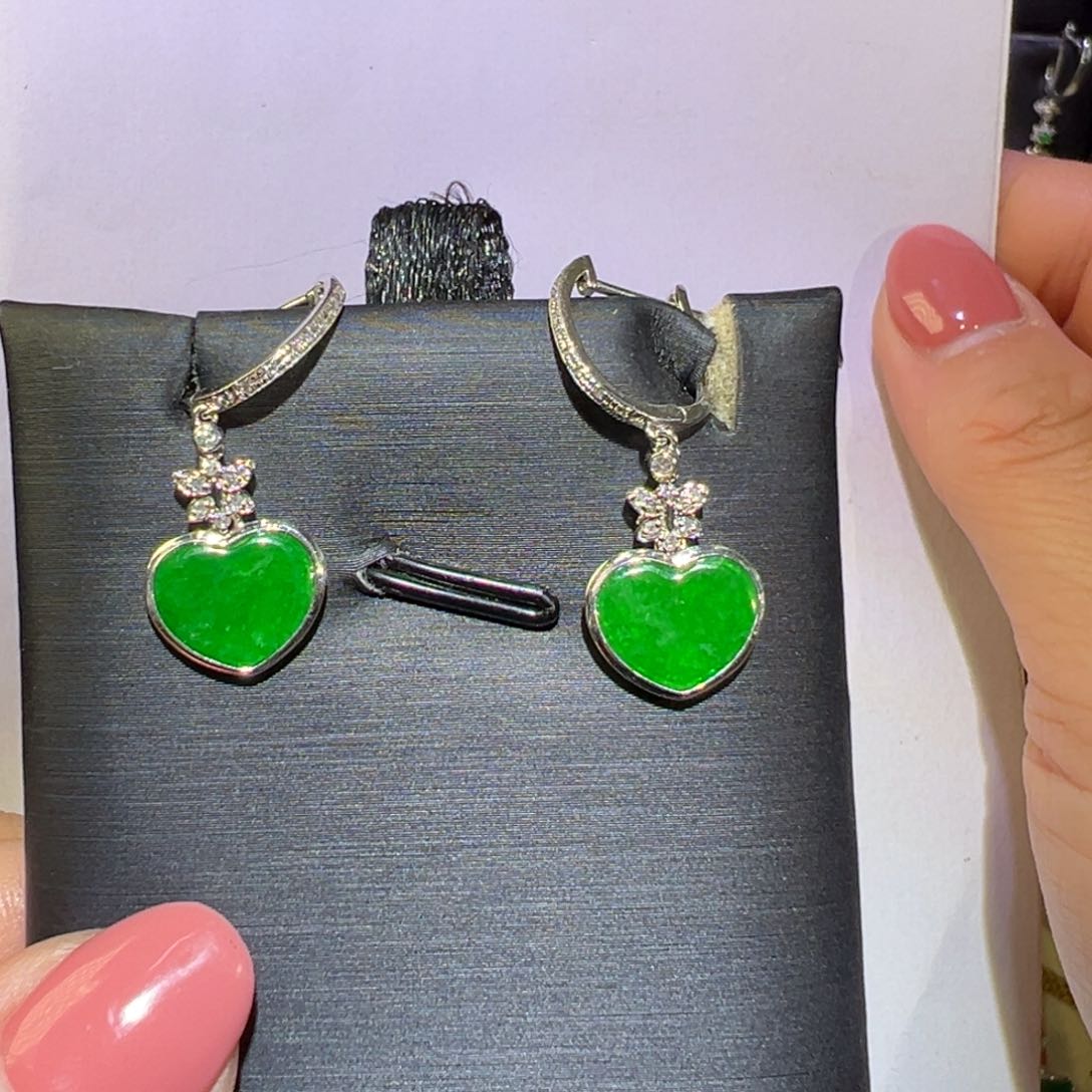 翡翠颈饰18K金镶嵌耳环