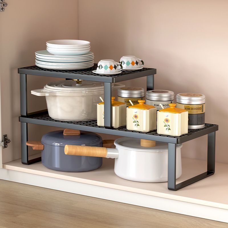 厨房锅架置物架橱柜内分层储物架隔板家用多功能下水槽锅具收纳架