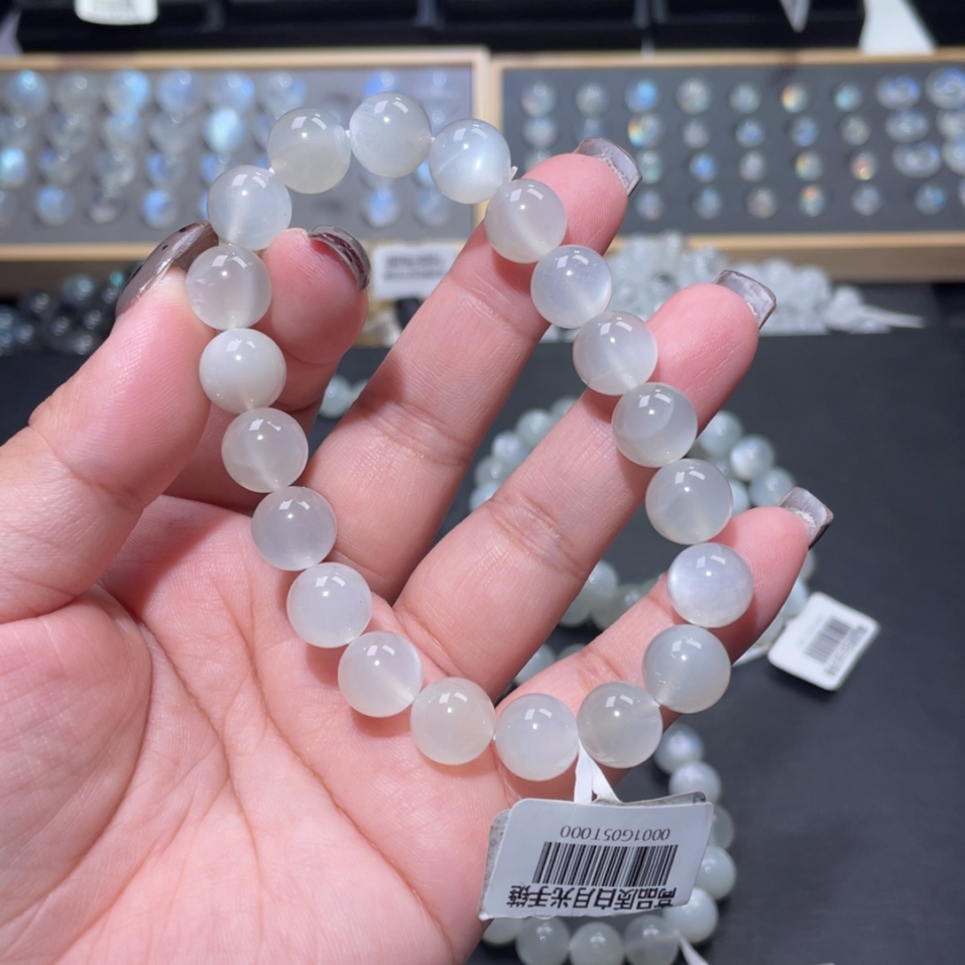 五****手链未镶嵌长石白月光手链10mm