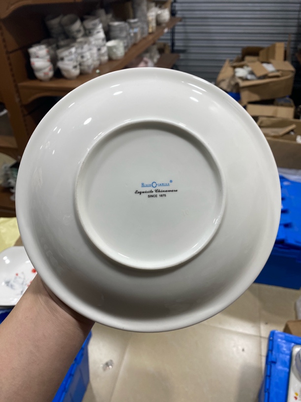96号4个装8寸深窝窝盘白色银边花