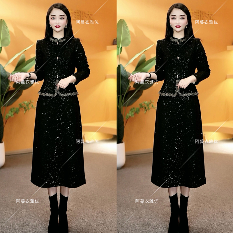 【衣雅严选】8082-1442新款锦棉罗马满天星刺绣花边假两件连衣裙