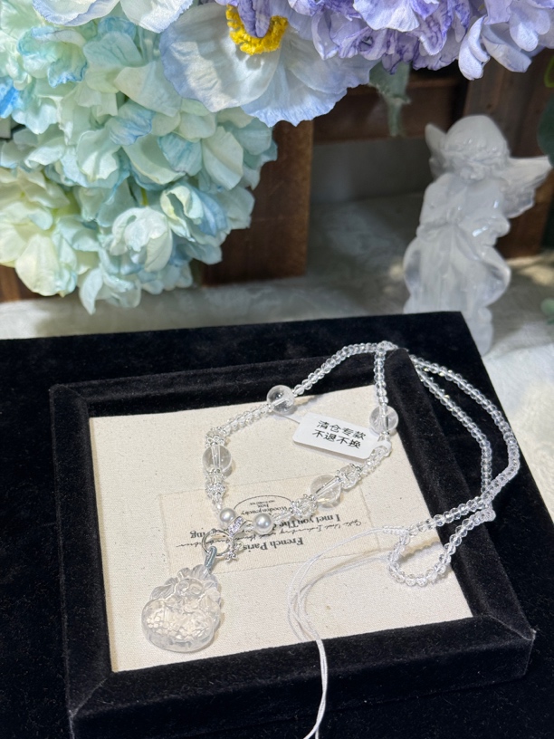 清121 no退no换 默认微瑕 天然白水晶九尾狐项链