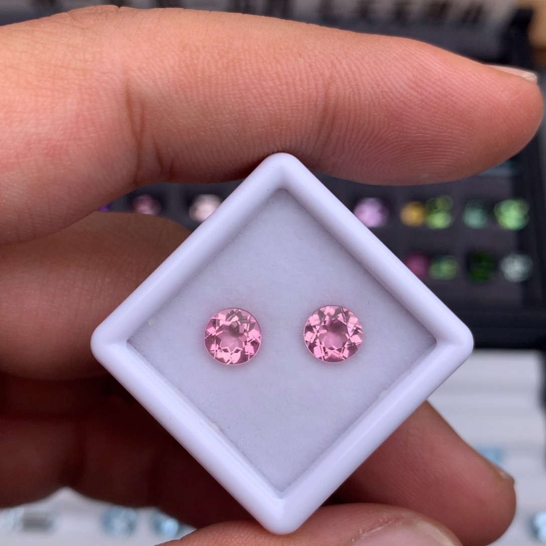 珠宝半成品未镶嵌碧玺圆6一对精品