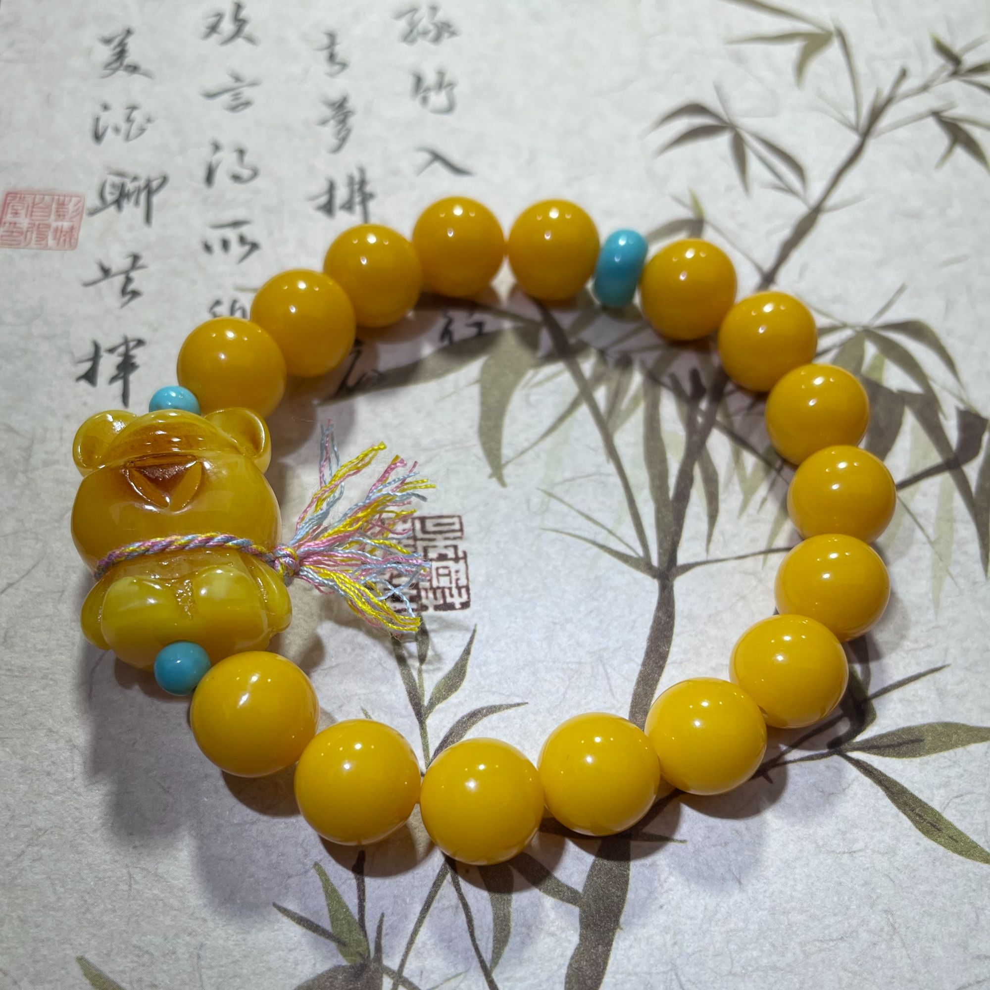 卡10小熊  藏族精工打磨精美红带花