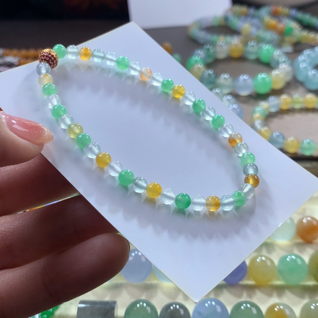 翡翠手链未镶嵌冰幻彩卡4.5