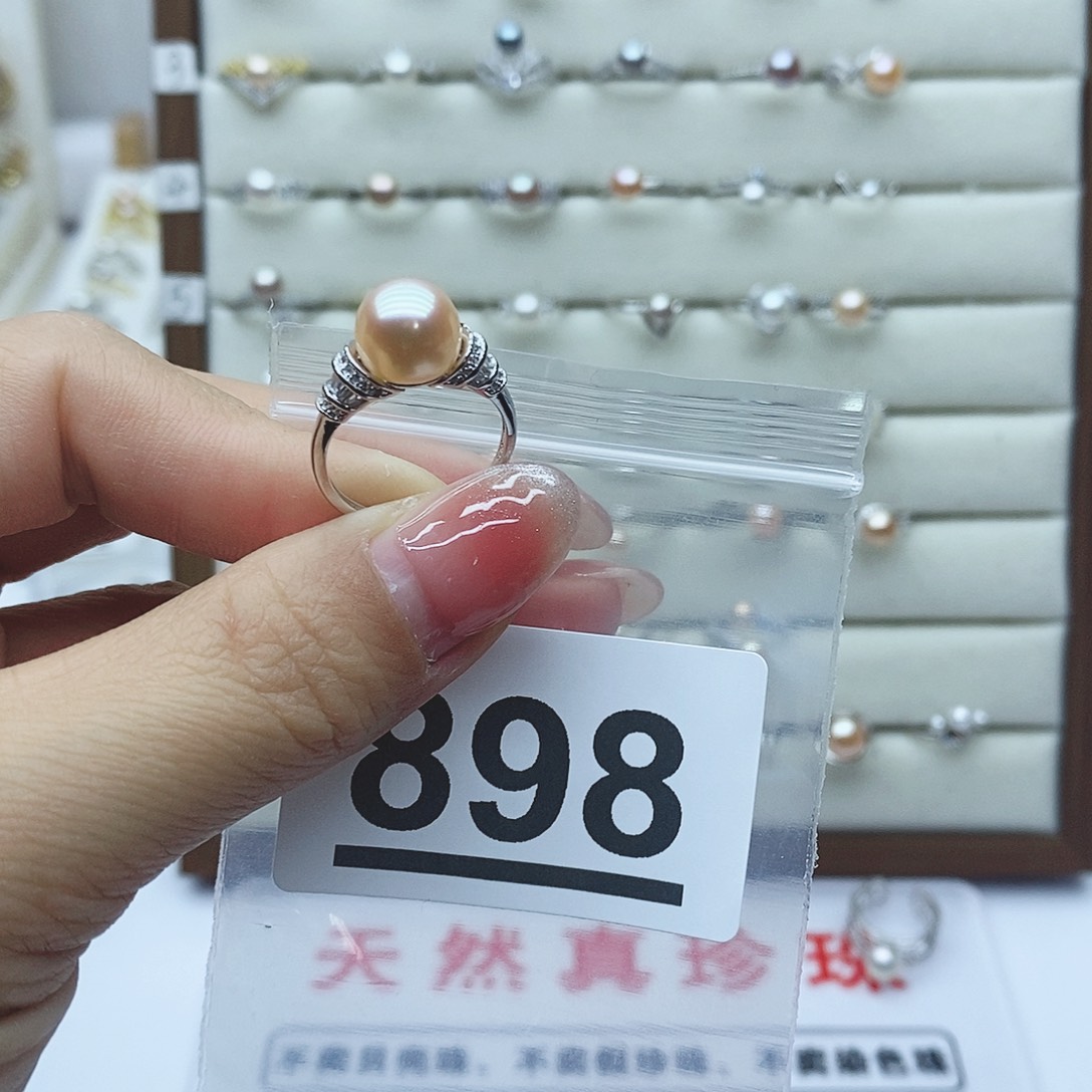 淡水珍珠戒指银S925镶嵌青*898