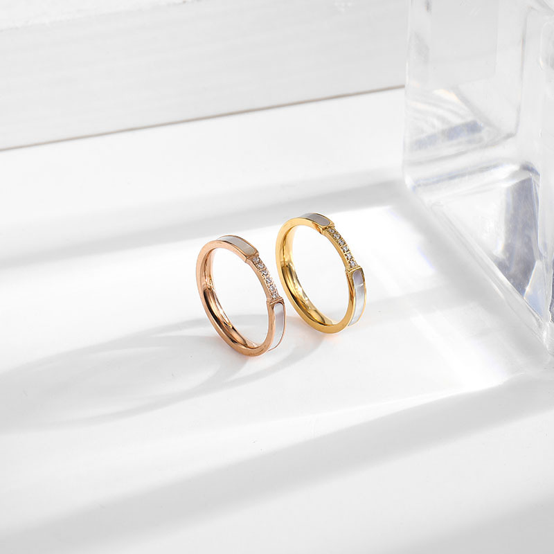 钛钢贝壳戒指 简约气质钛钢戒指小众设计高级感指环网红百搭饰品