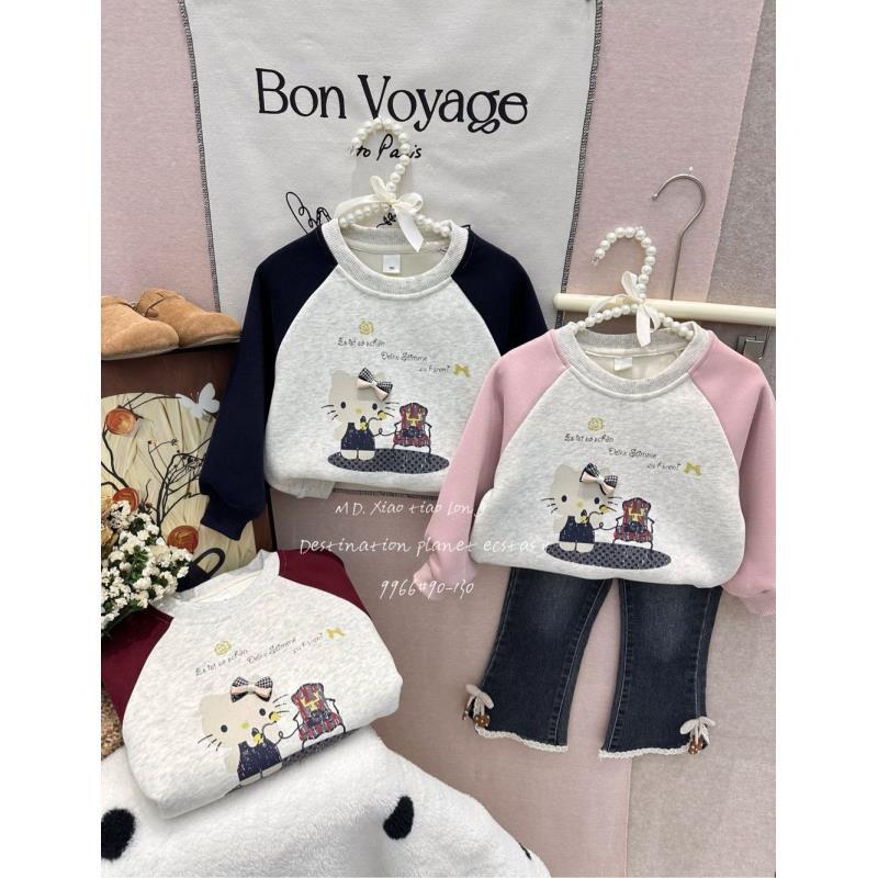 【新疆包邮】小童一体绒KT蝴蝶结卫衣M724