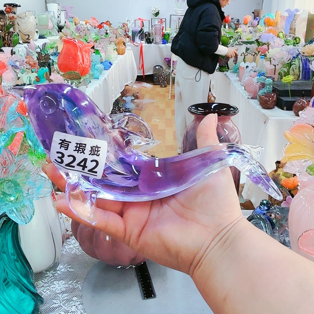 瑕疵福利不退不换琉璃花瓶艺术品