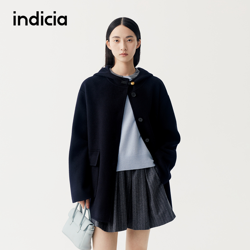 indicia标记商场同款2025冬季新款简约百搭小个子大衣 F2D5DY590N