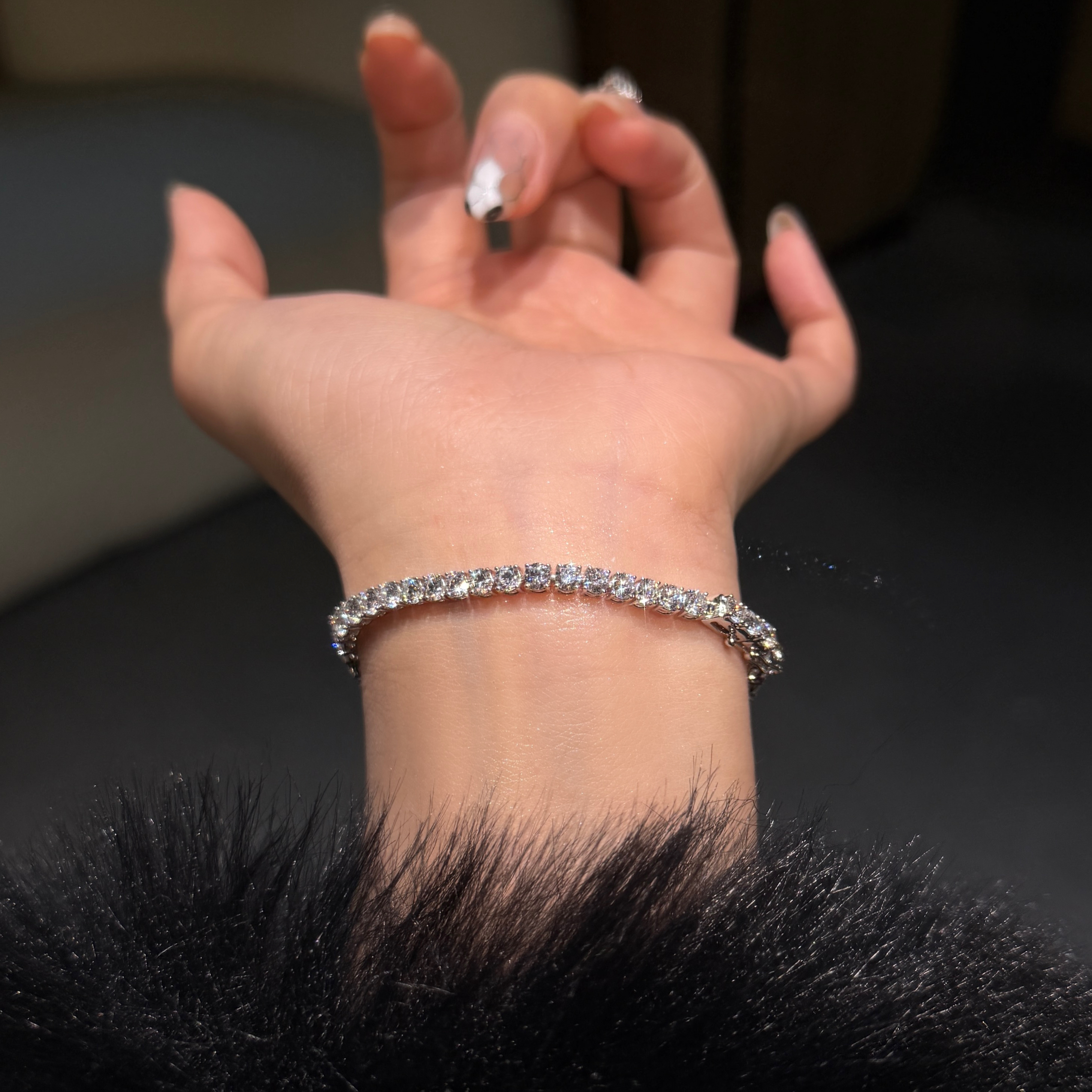 实验室培育钻石QANNA【满钻网球手链】【大钻版】18K金豪华钻石手链AY