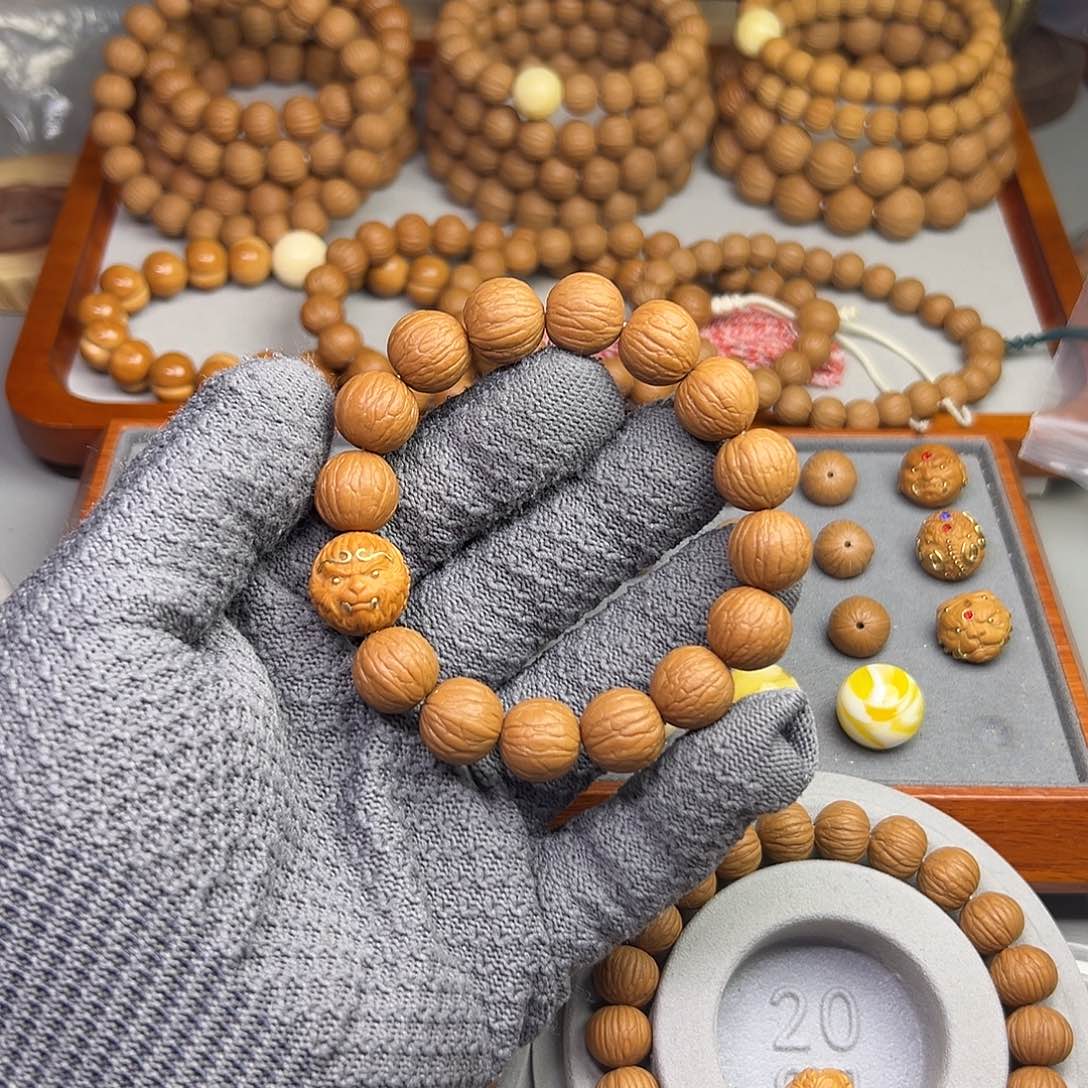 䨇***魚猴头核桃手串原皮无修14聚宝盆➕悟空