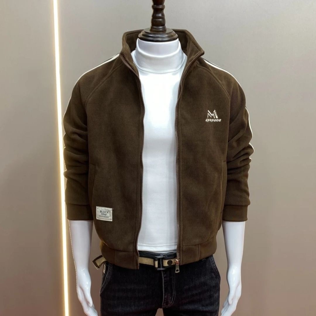 秋冬季新款刺绣修身立领时尚百搭潮流男士夹克外套