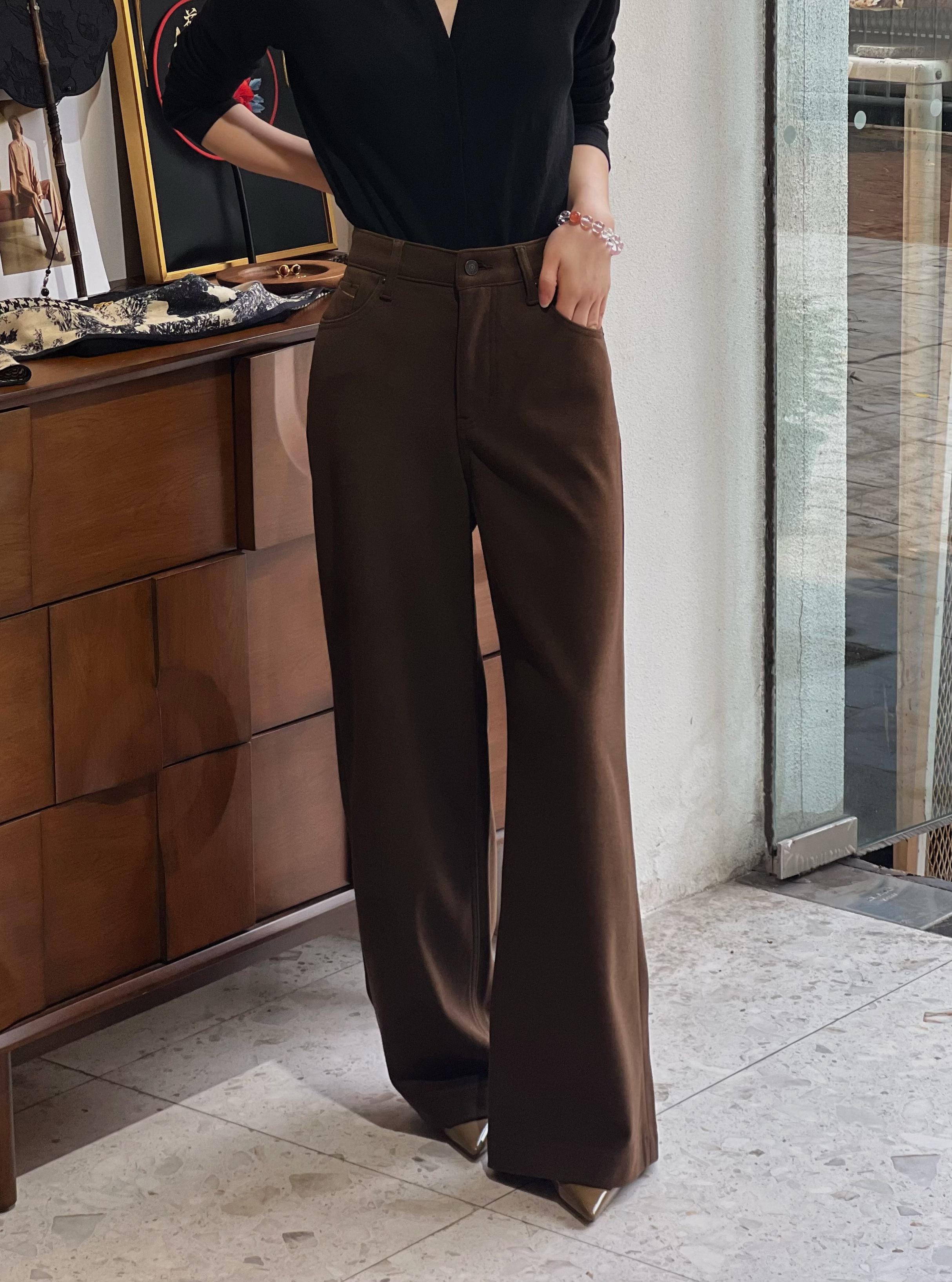 【万哥精选】慢调巴黎-阔腿直筒磨毛牛仔裤