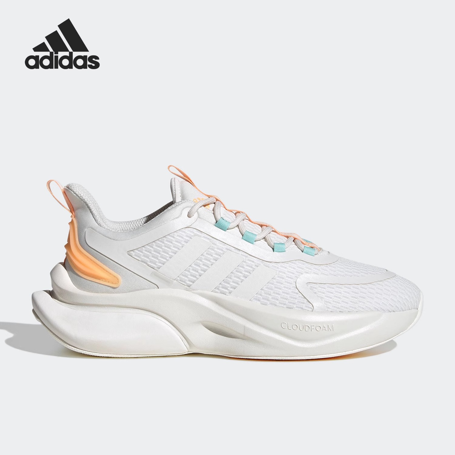 adidasAlphabounce+系带防滑低帮休闲跑步 鞋女款白橙 IF6033