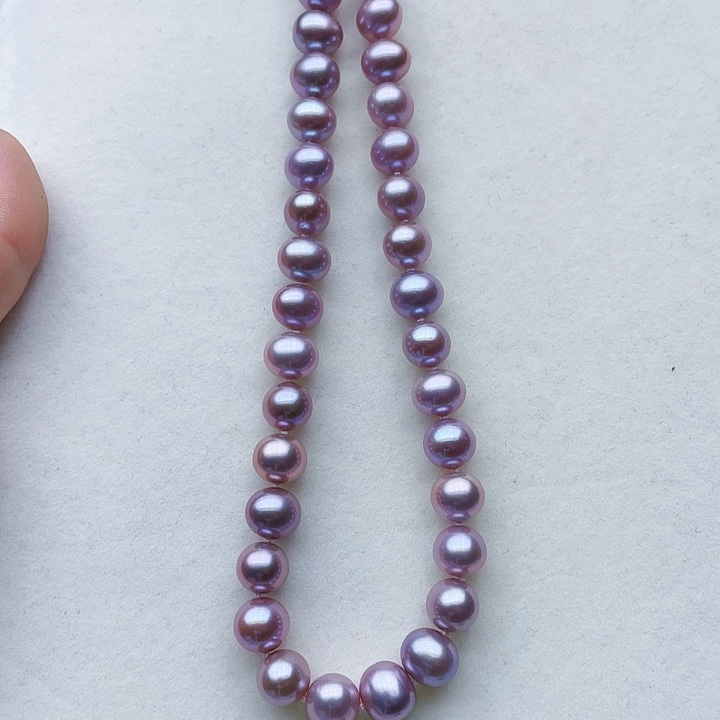 淡水珍珠颈饰银S925镶嵌卡9➕高品极光薰衣草紫