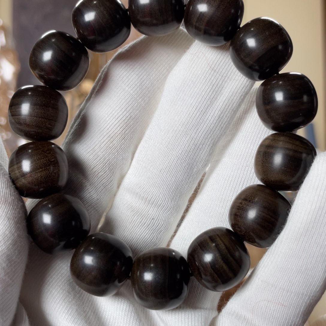 檀香木手串/手链老山檀香老料横纹阴沉15×16