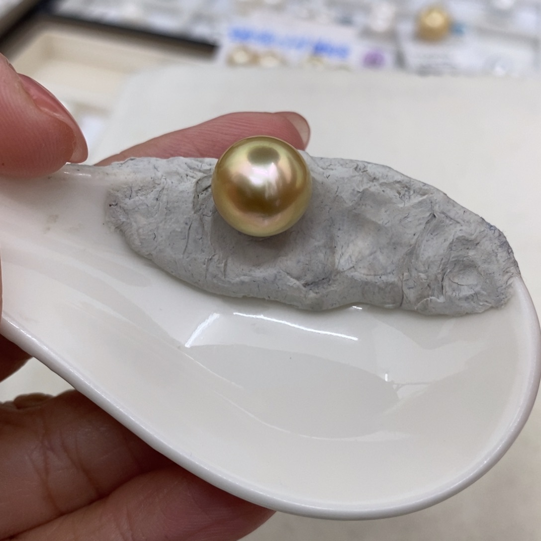 海水珍珠裸珠未镶嵌金珠12.2