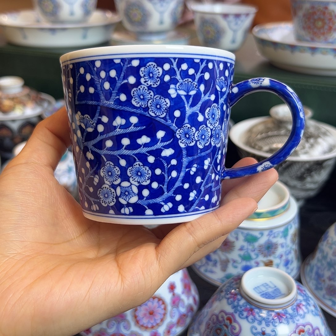 H手绘手工冰梅咖啡杯