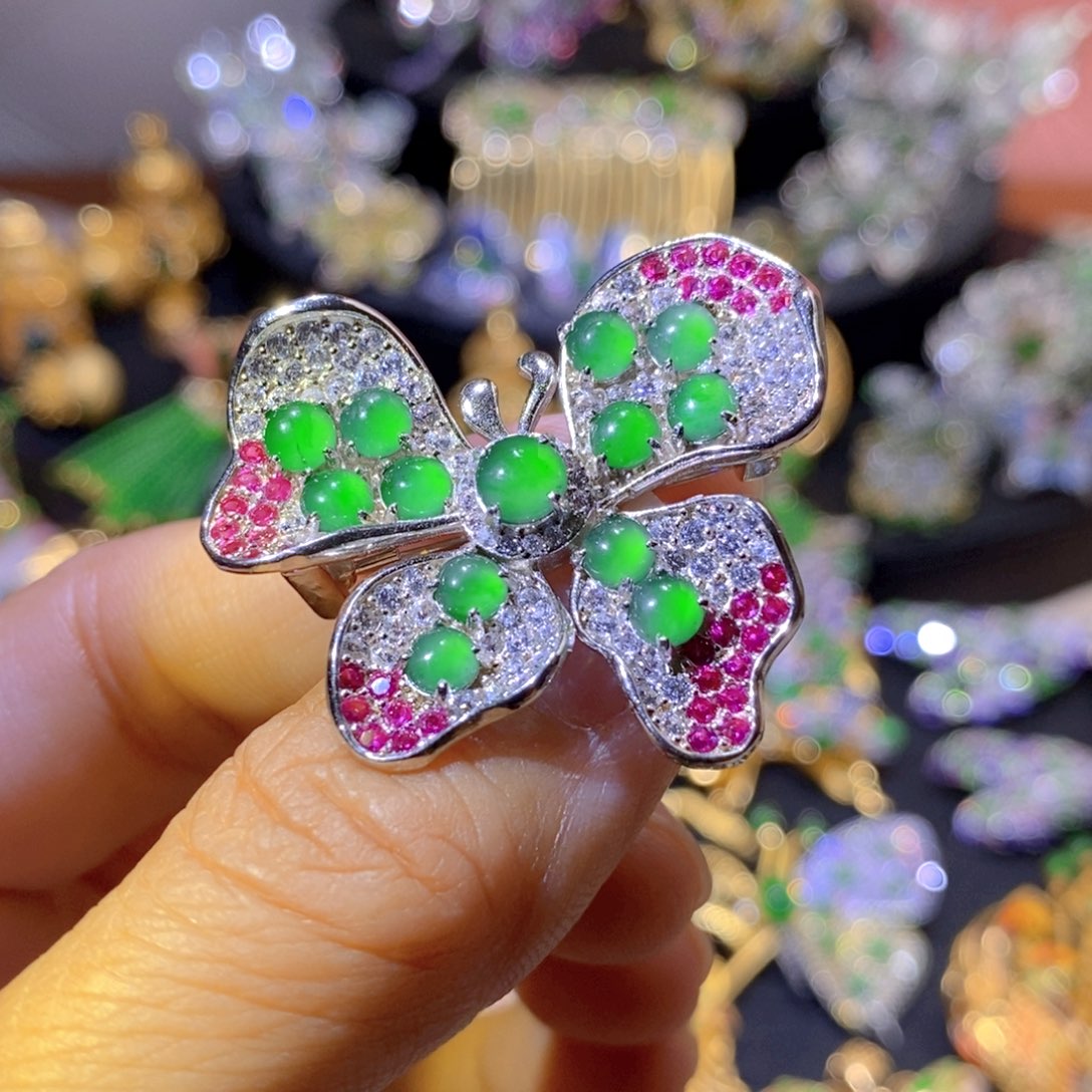 吊坠(不含链)银S925镶嵌翡翠