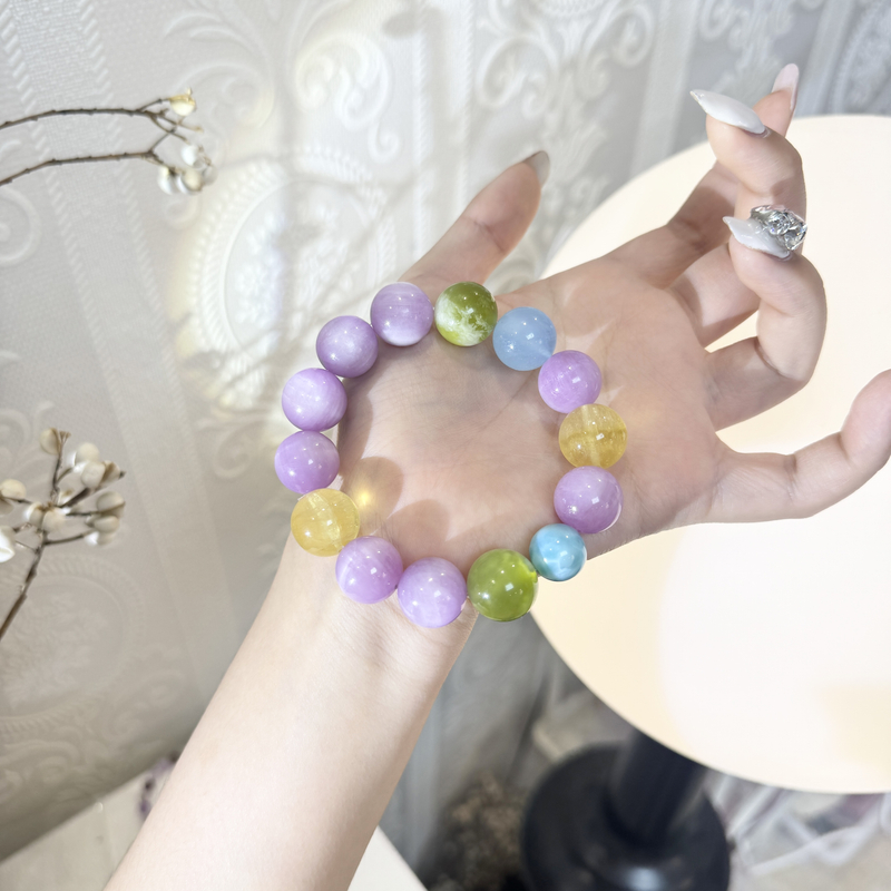 *柔彩漫腕*紫锂辉岫玉手串E