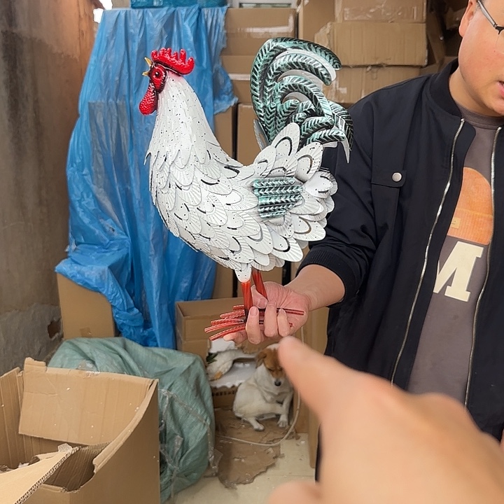 树脂铁艺大公鸡摆件