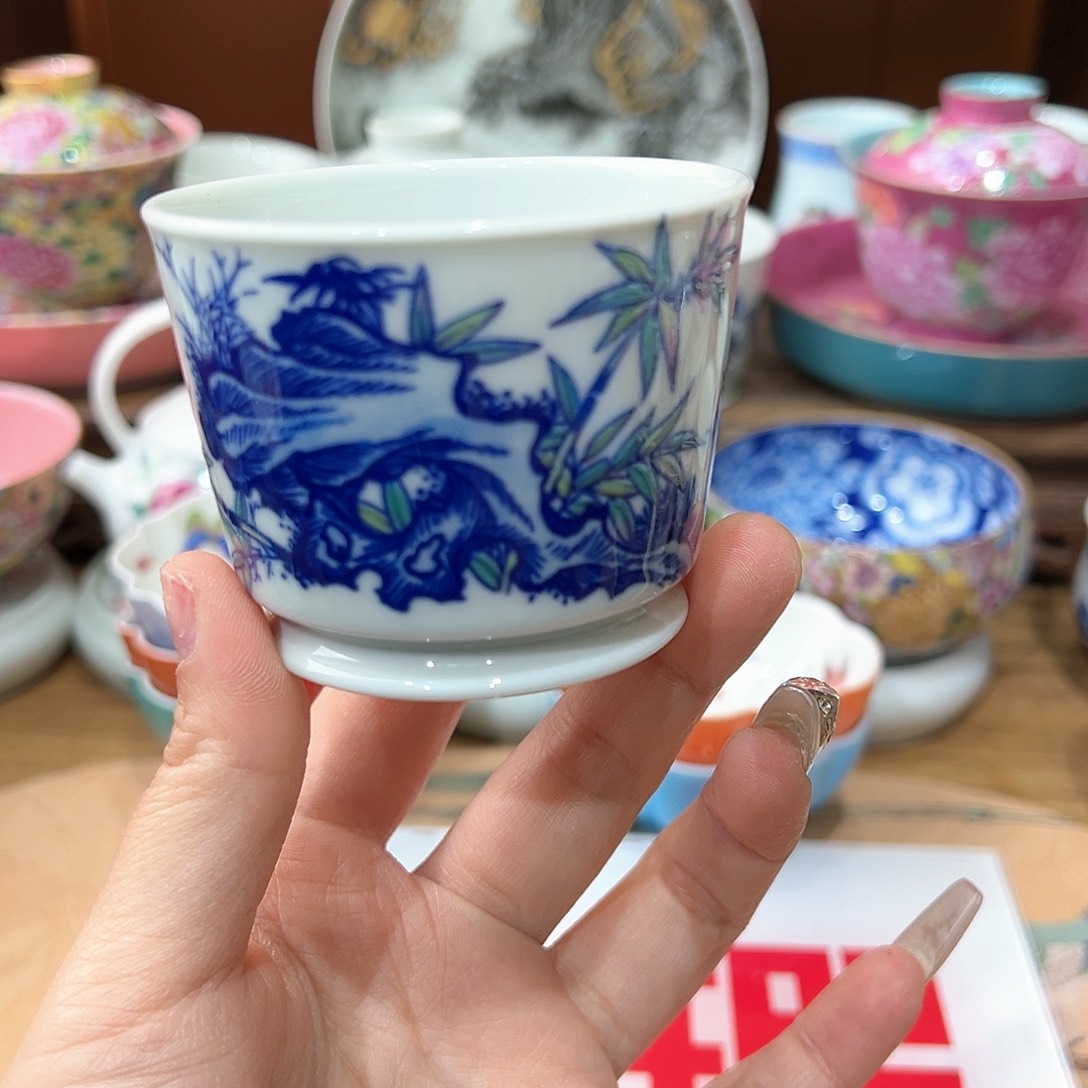 全品青花斗彩竹子