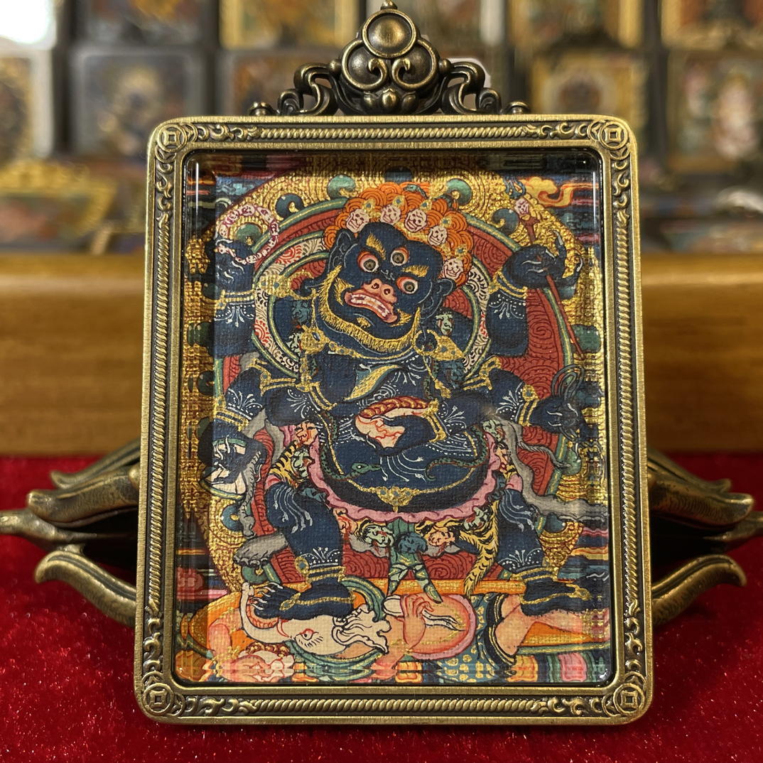 精品唐卡 藏卡齐乌岗巴画派 六臂大黑天
