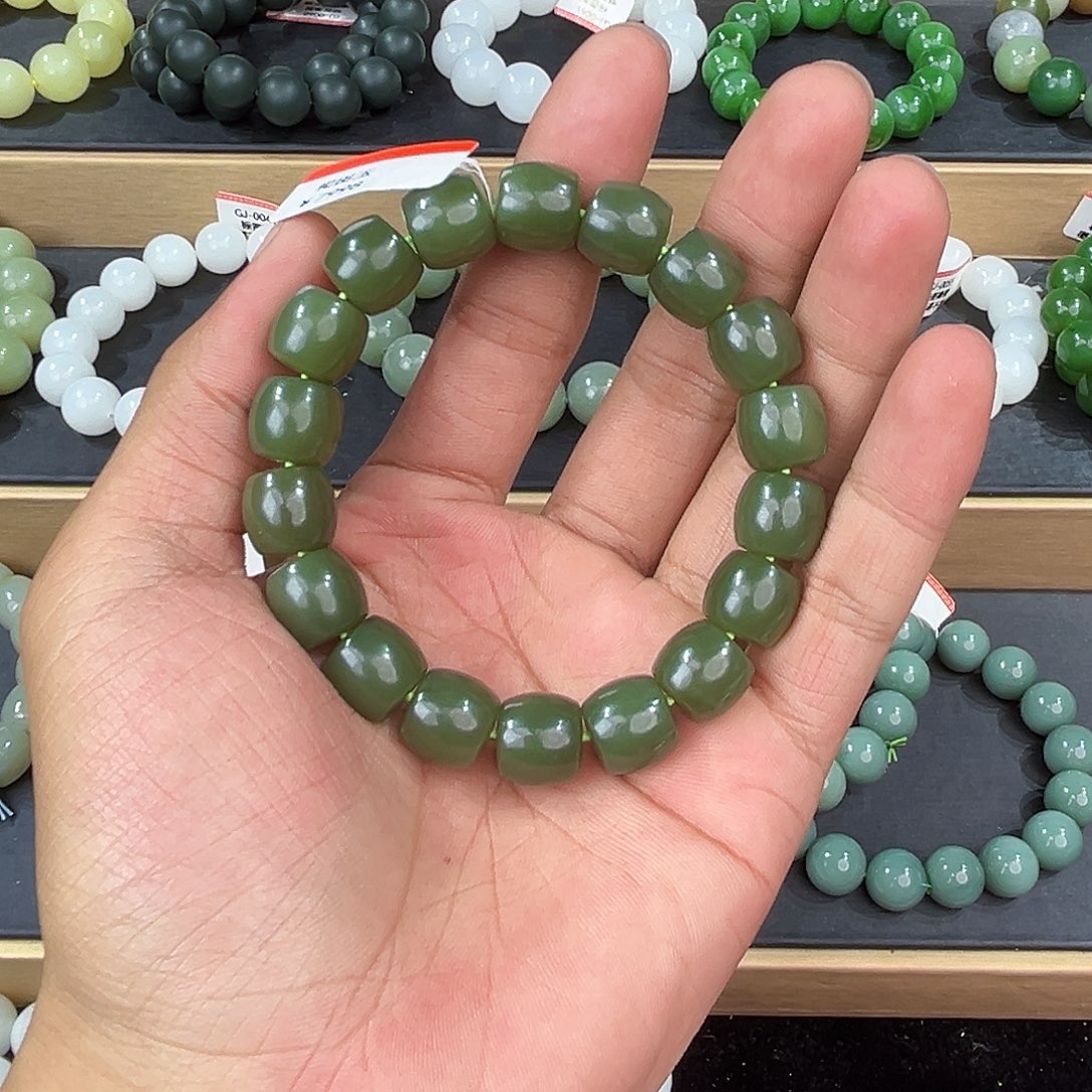 手串未镶嵌和田玉纯天然新疆和田玉若羌青黄口12直切