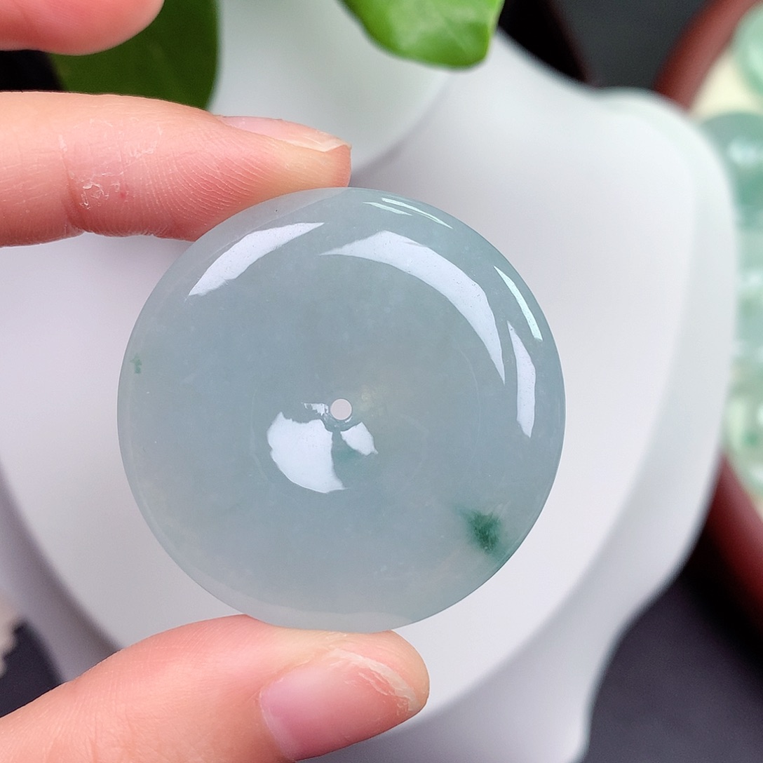 翡翠未镶嵌颈饰平安扣 37.5-6.2mm