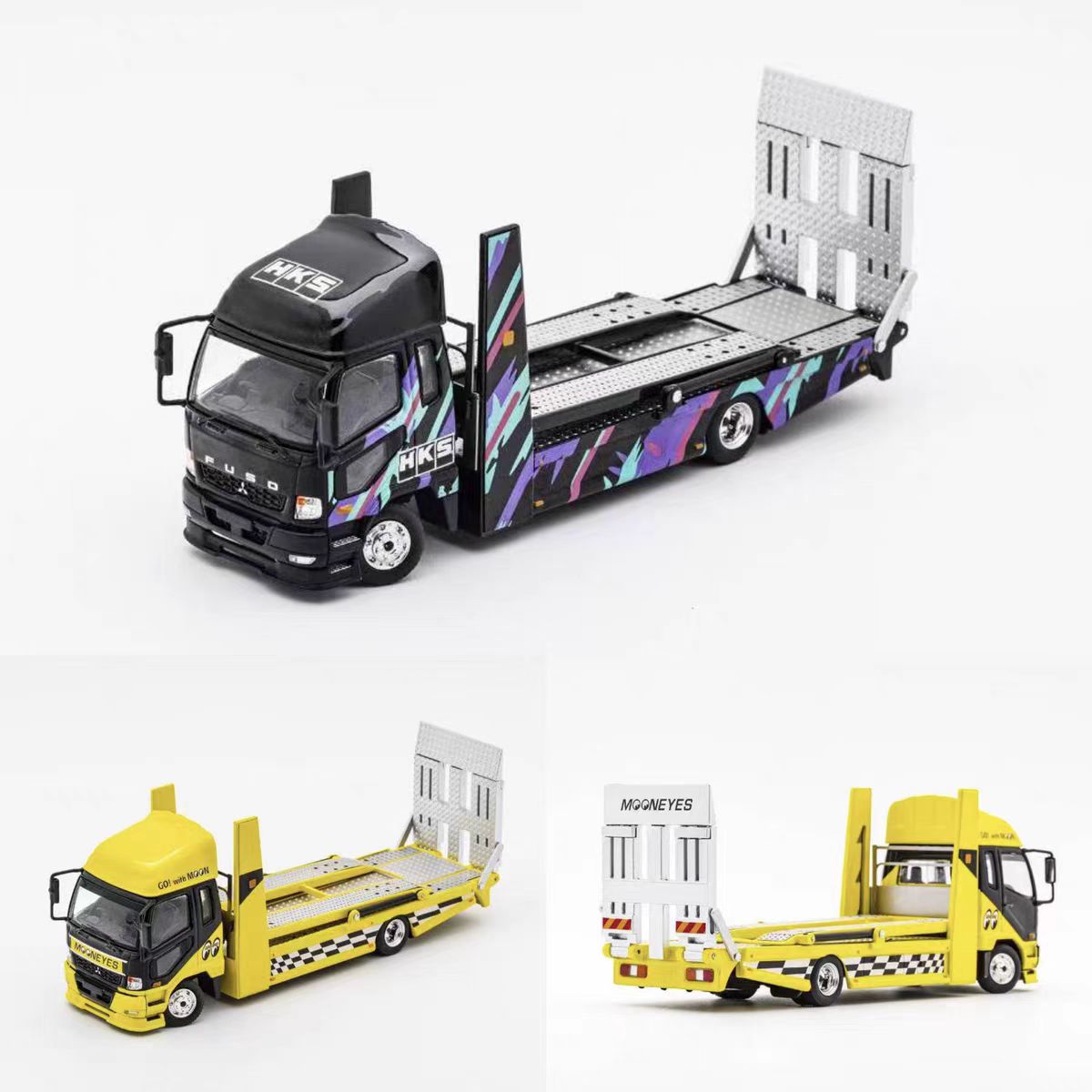 Shadow pro 1:64三菱扶桑双层拖车HKS月亮眼合金汽车模型