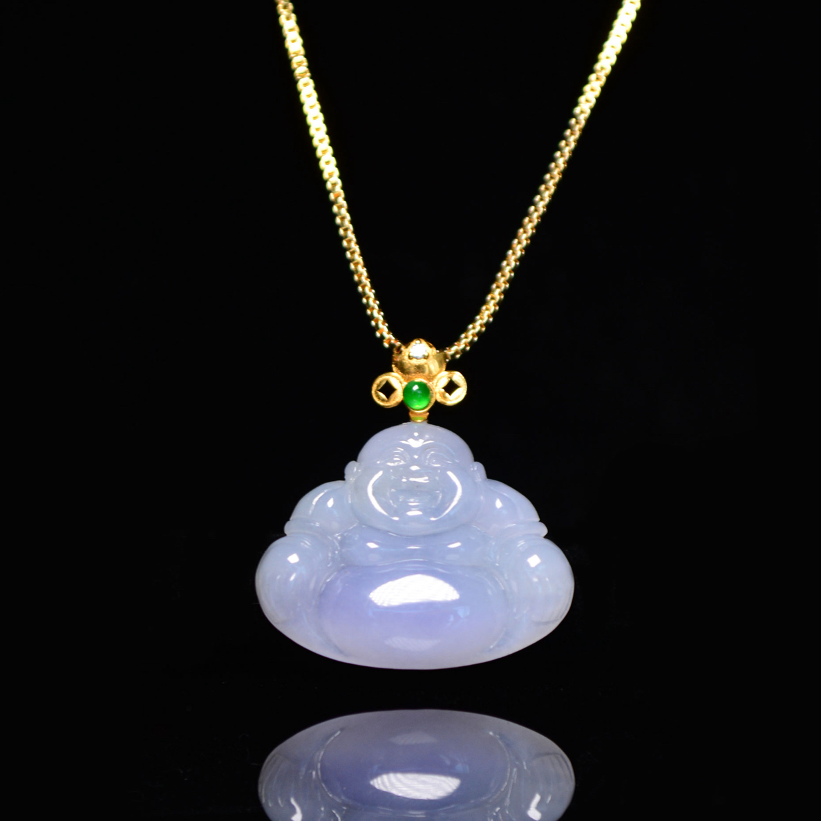 【琢境】18K缅甸翡翠 紫翡弥勒佛吊坠