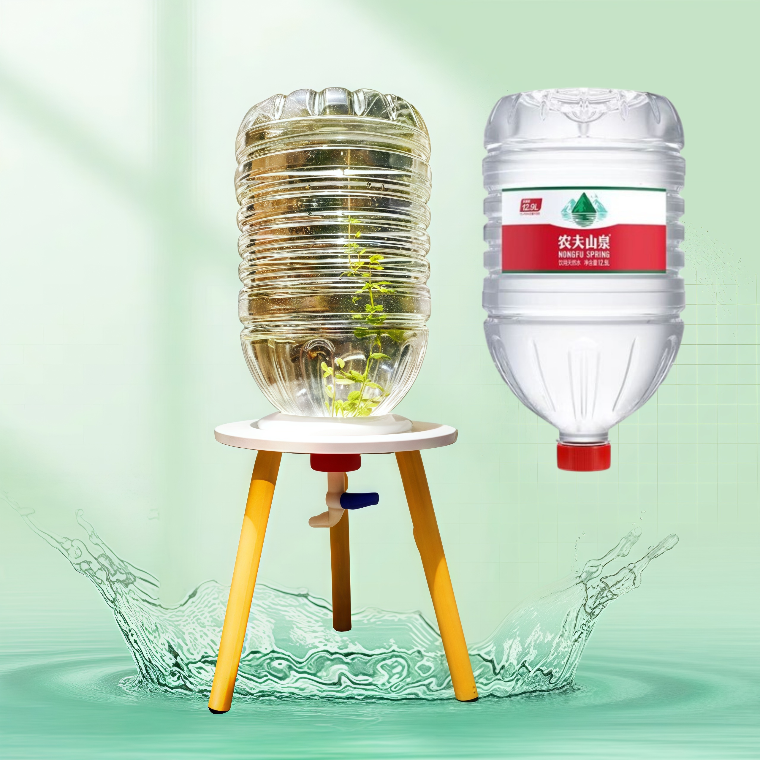 【12.9升-农夫山泉专用】矿泉水桶简易改装支架+球阀水龙头