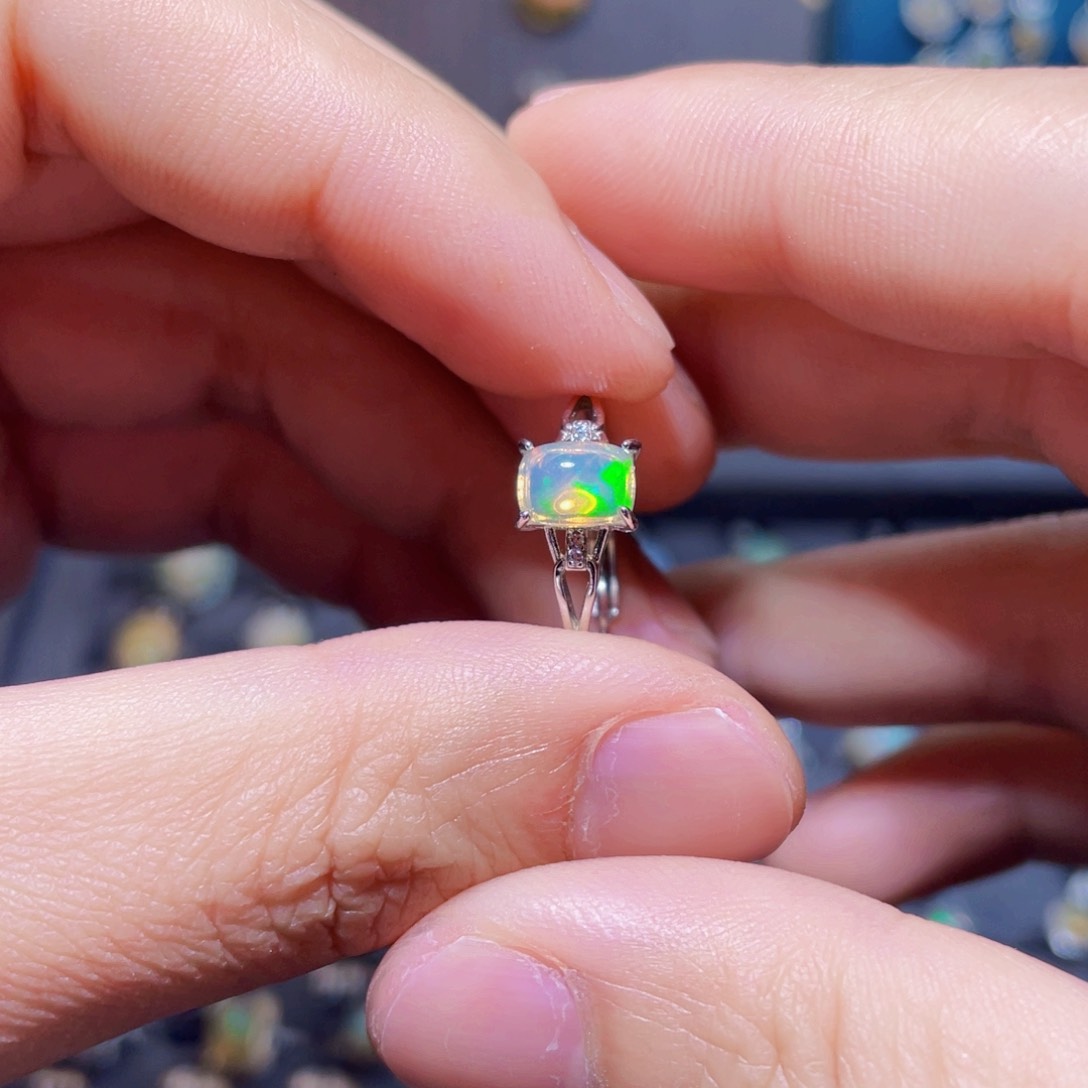 欧泊戒指）银S925镶嵌