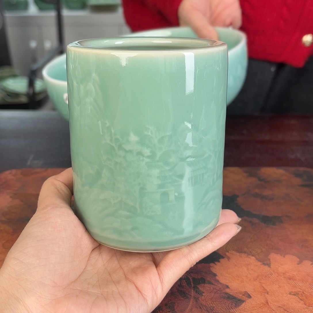 龙泉云间青瓷小米茶器