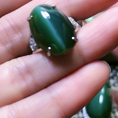 和田玉戒指银S925镶嵌