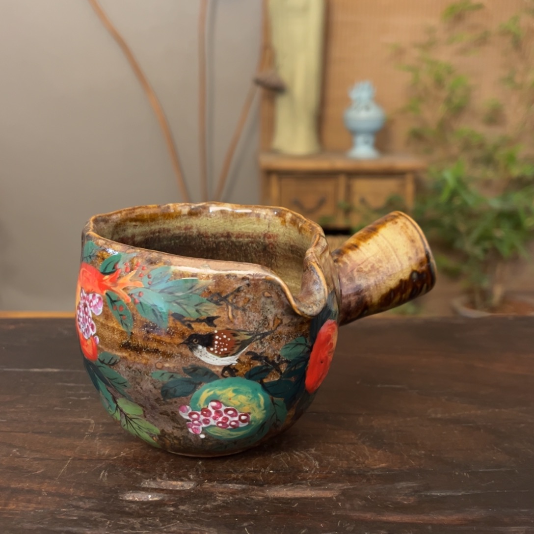 杯柴烧手工手绘陶瓷